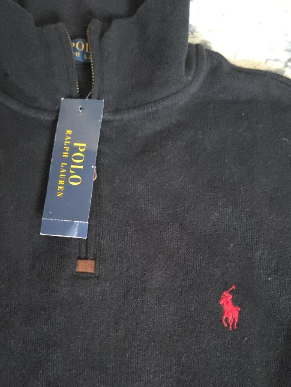 Polo by Ralph Lauren Black Quarter-Zip Pullover with Red Pony